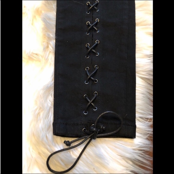 NWOT VS London Jeans black lace up front jeans-SZ 8 - Picture 4 of 6